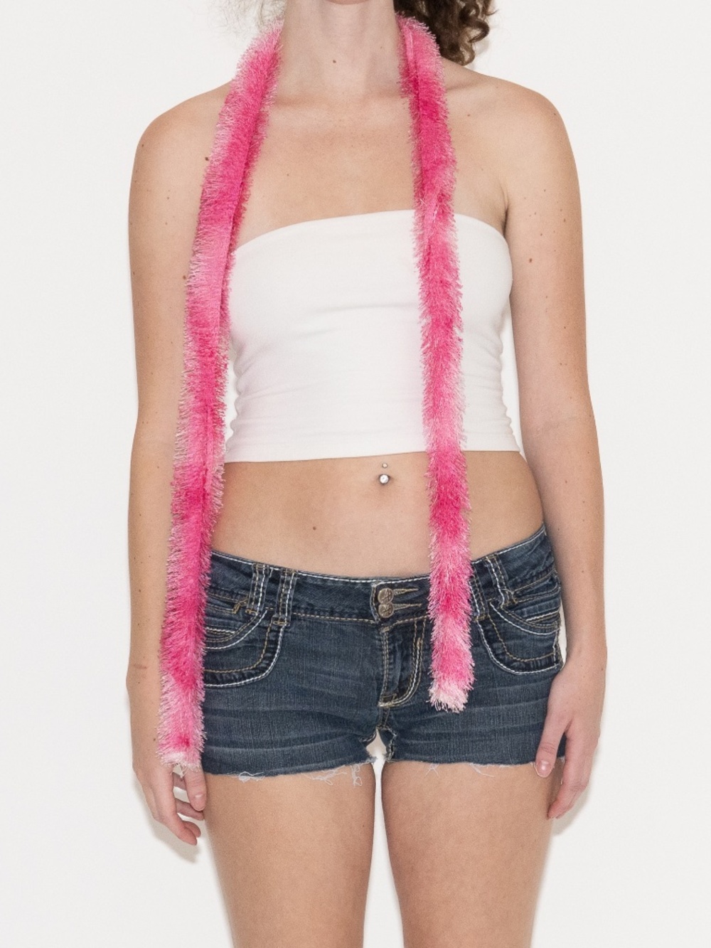 Y2k pink fuzzy scarf hot pink